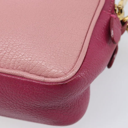 Miu Miu Madras Double Zip Leather, Pink, Leather, Crossbody Bag