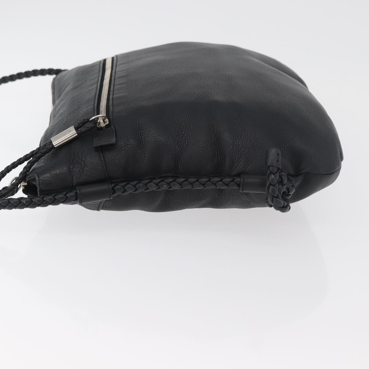 Gucci Braided Strap Zip Messenger Leather, Black, Leather, Crossbody Bag