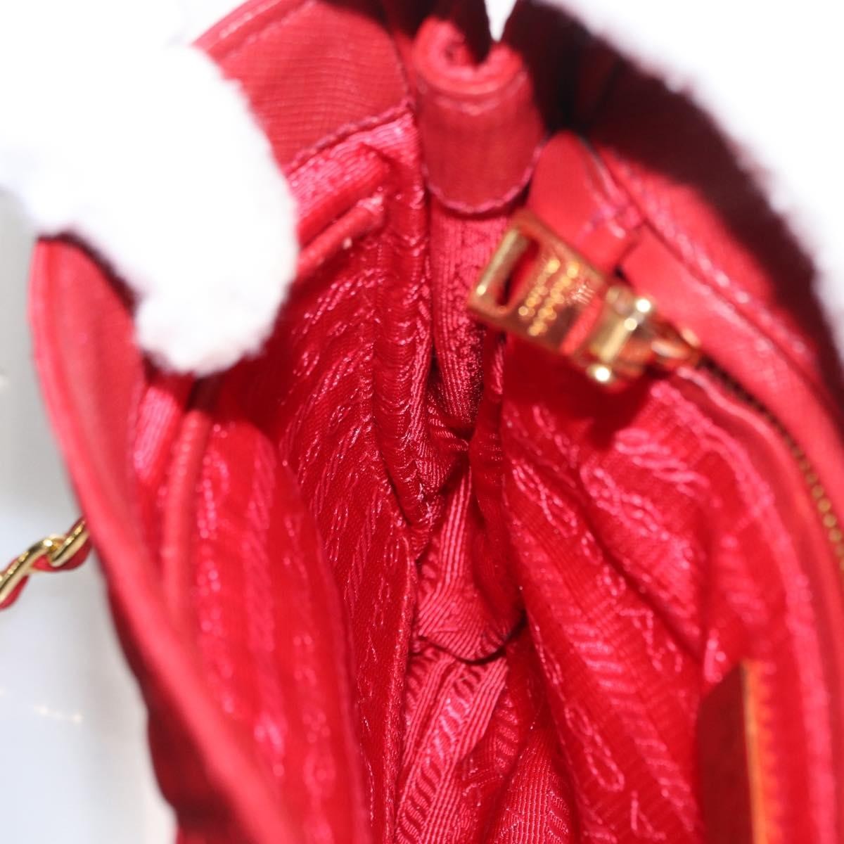 Prada Pushlock Chain Flap Quilted Tessuto, Red, Nylon, Shoulder Bag