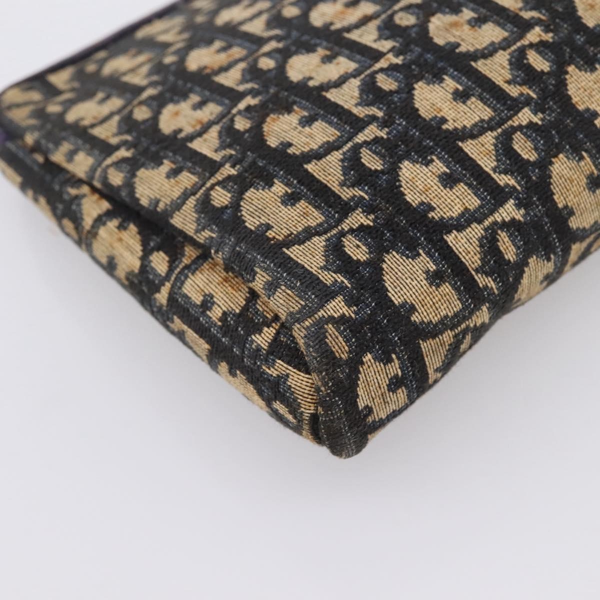 Christian Dior Wristlet Clutch Oblique Canvas, Navy, Canvas, Clutch