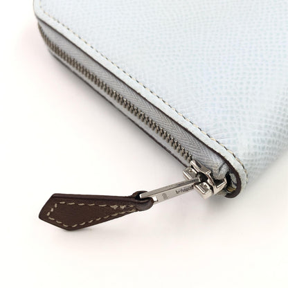 Hermes Azap Zip Around Silk'in Epsom, Blue, Leather, Wallet