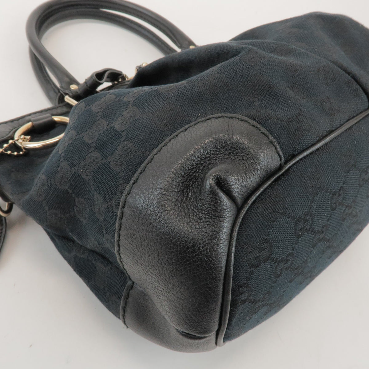 Gucci Sukey Top Handle Satchel GG Canvas with Leather, Black, Canvas, Handbag