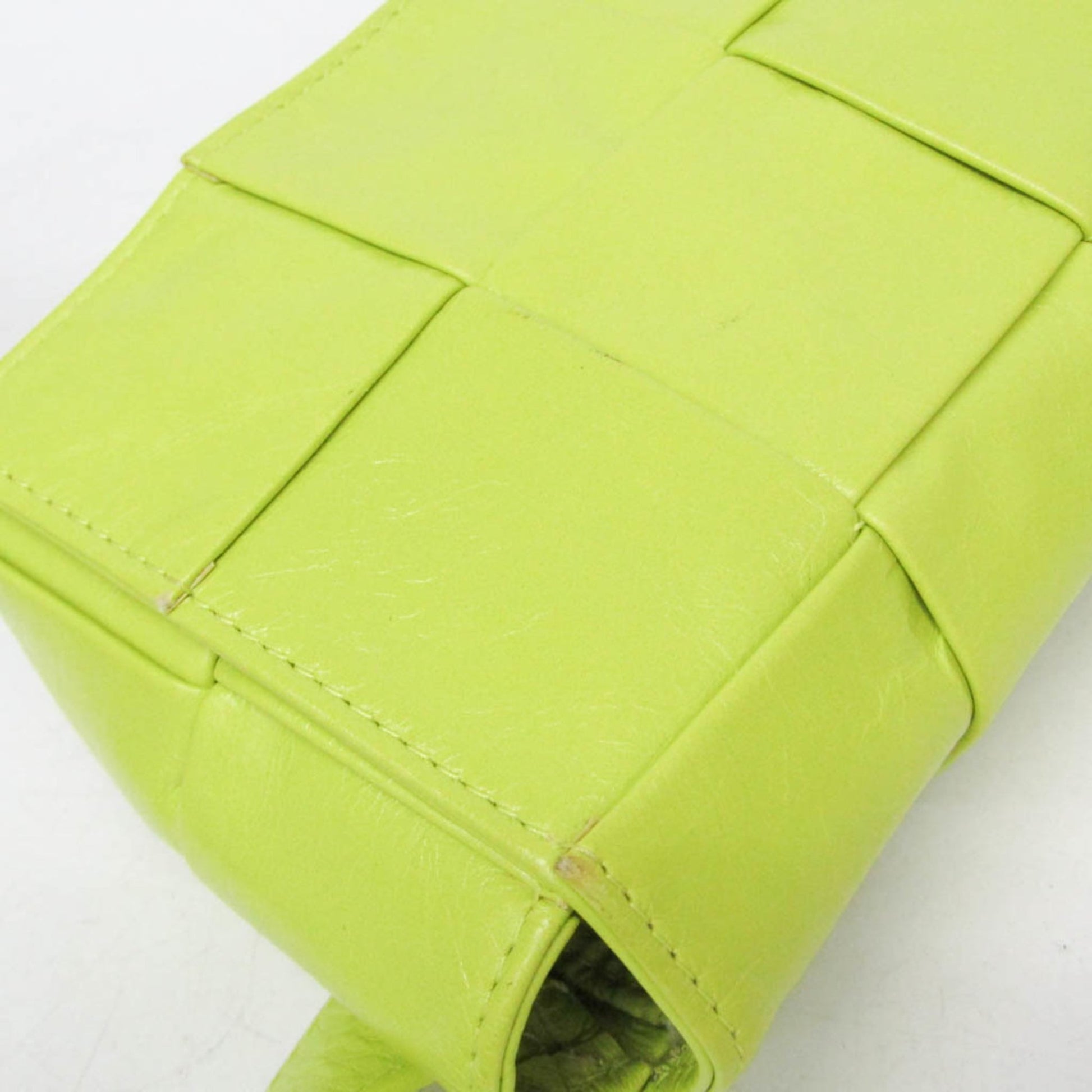 Bottega Veneta Cassette Leather, Green, Leather, Clutch