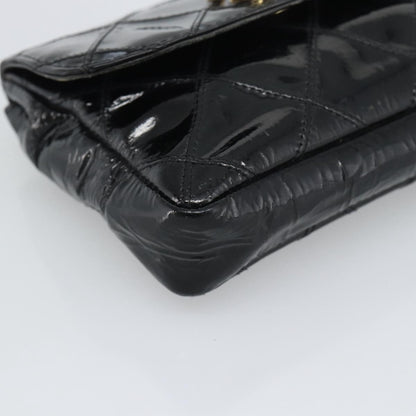 Chanel CC Flap Belt Quilted Lambskin, Black, Patent Leather, Clutch