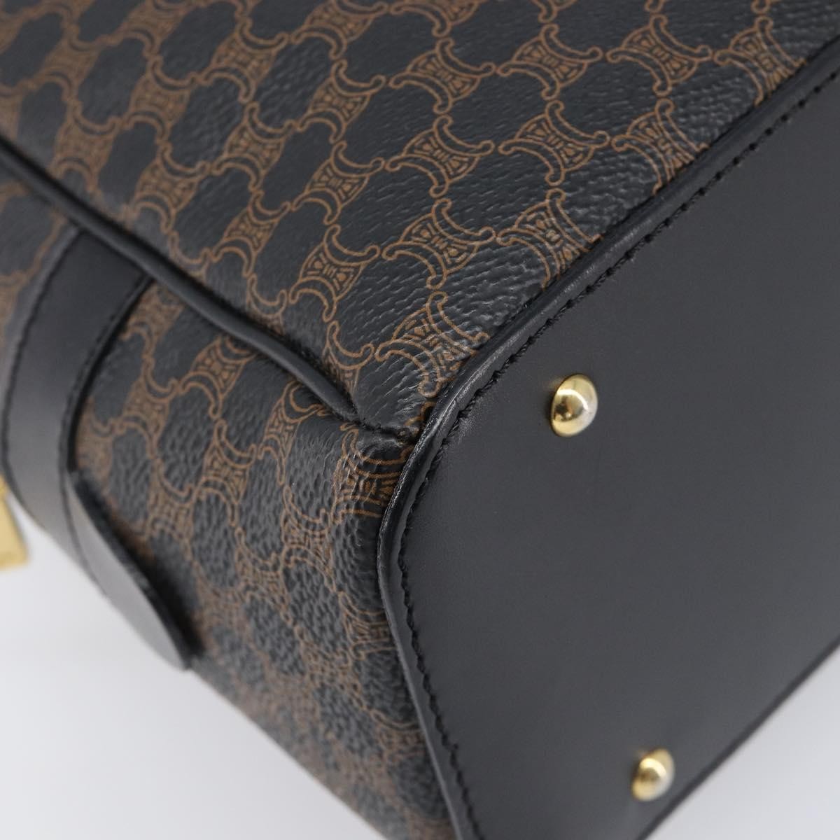 Celine Top Handle Leather, Black, PVC, Handbag