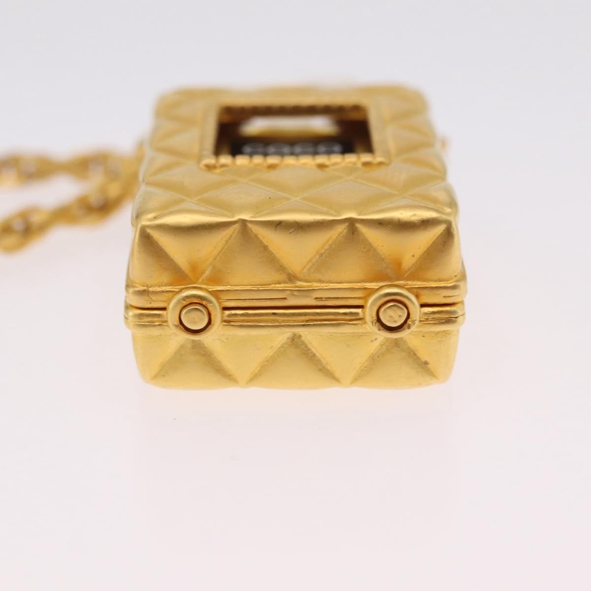 Chanel CC Perfume Bottle Pendant Chain Long Metal with Crystals and Faux Pearls, Gold, Metal, Necklace