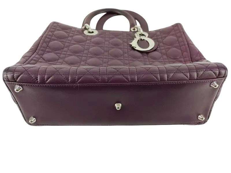Christian Dior Saddle Handbag with Strap Leather, Purple, Leather, Handbag