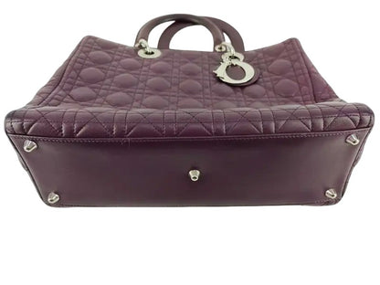 Christian Dior Saddle Handbag with Strap Leather, Purple, Leather, Handbag