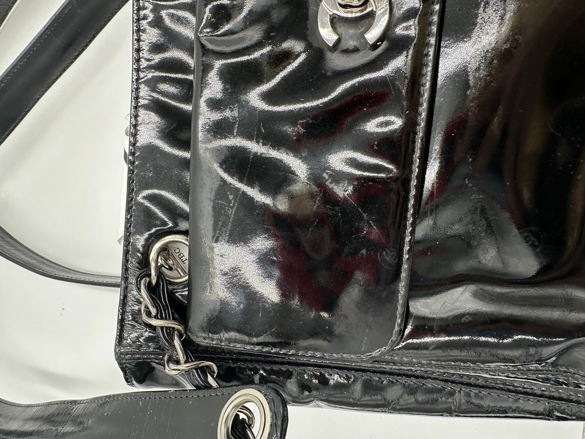 Chanel French Riviera Tote Bag Patent Leather, Black, Patent Leather, Tote Bag