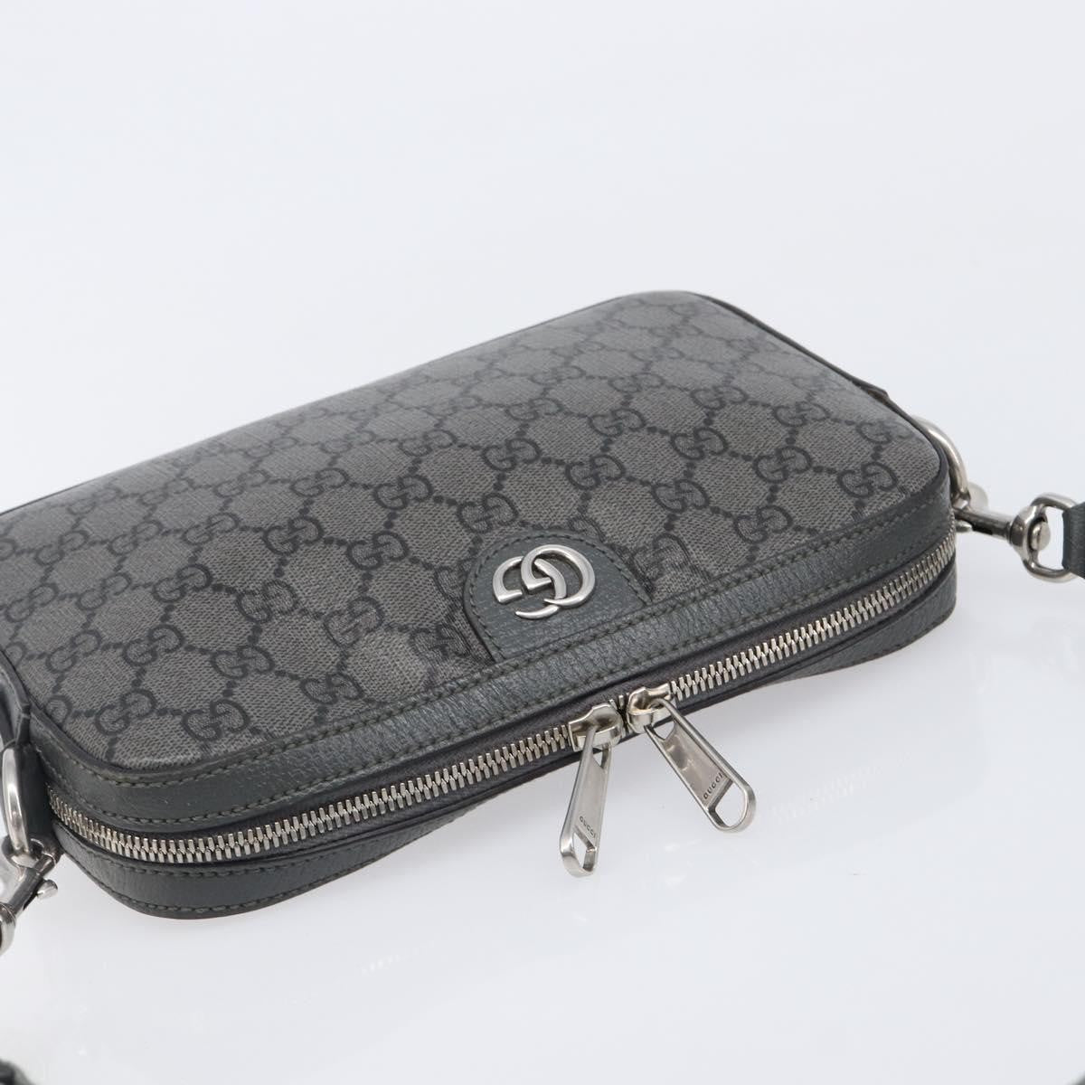 Gucci Ophidia Zip Wristlet GG Coated Canvas, Gray, Canvas, Shoulder Bag