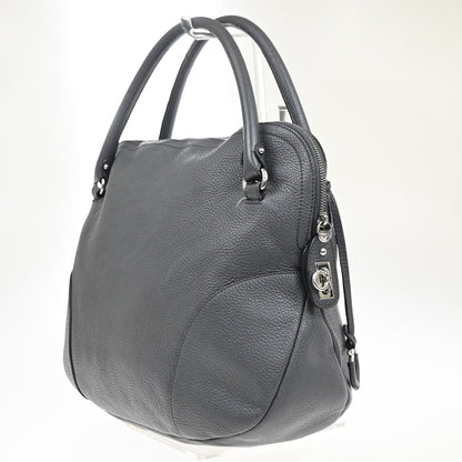 Salvatore Ferragamo Bonaria Satchel Leather, Gray, Leather, Handbag