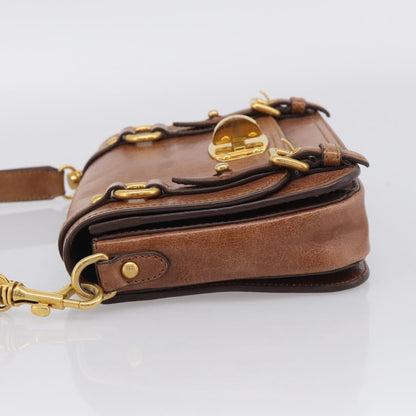 Miu Miu Shoulder Leather, Brown, Leather, Shoulder Bag