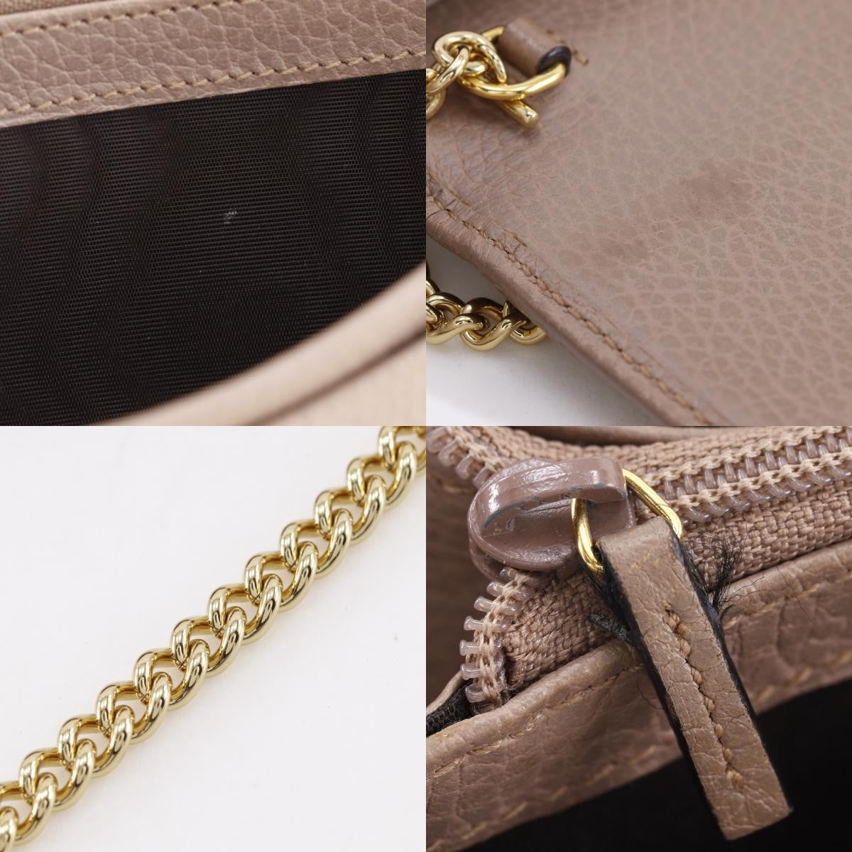 Gucci GG Marmont Continental Chain Leather, Beige, Leather, Crossbody Bag