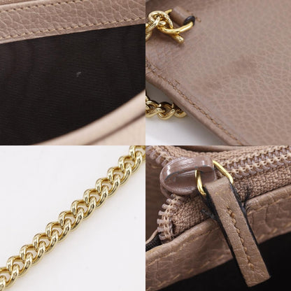 Gucci GG Marmont Continental Chain Leather, Beige, Leather, Crossbody Bag