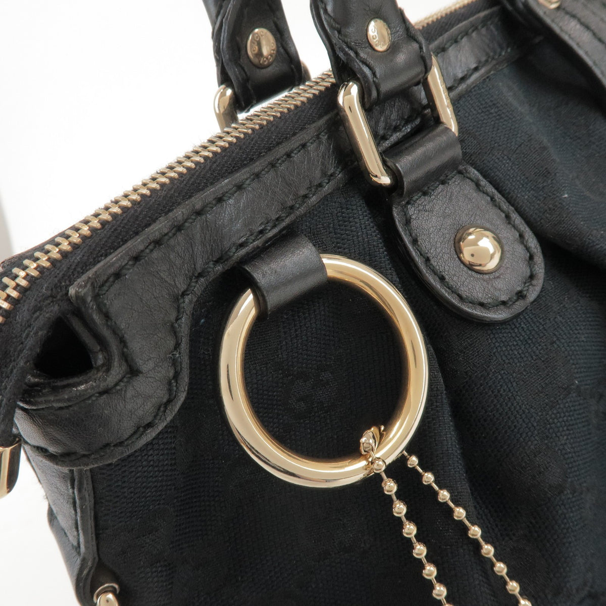 Gucci Sukey Top Handle Satchel GG Canvas with Leather, Black, Canvas, Handbag