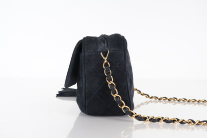 Chanel Shoulder Suede Patchwork, Black, Suede, Shoulder Bag