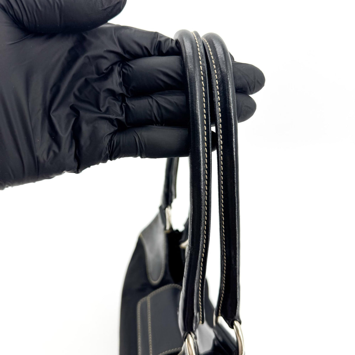 Prada Shoulder Bag Leather, Black, Nylon, Shoulder Bag