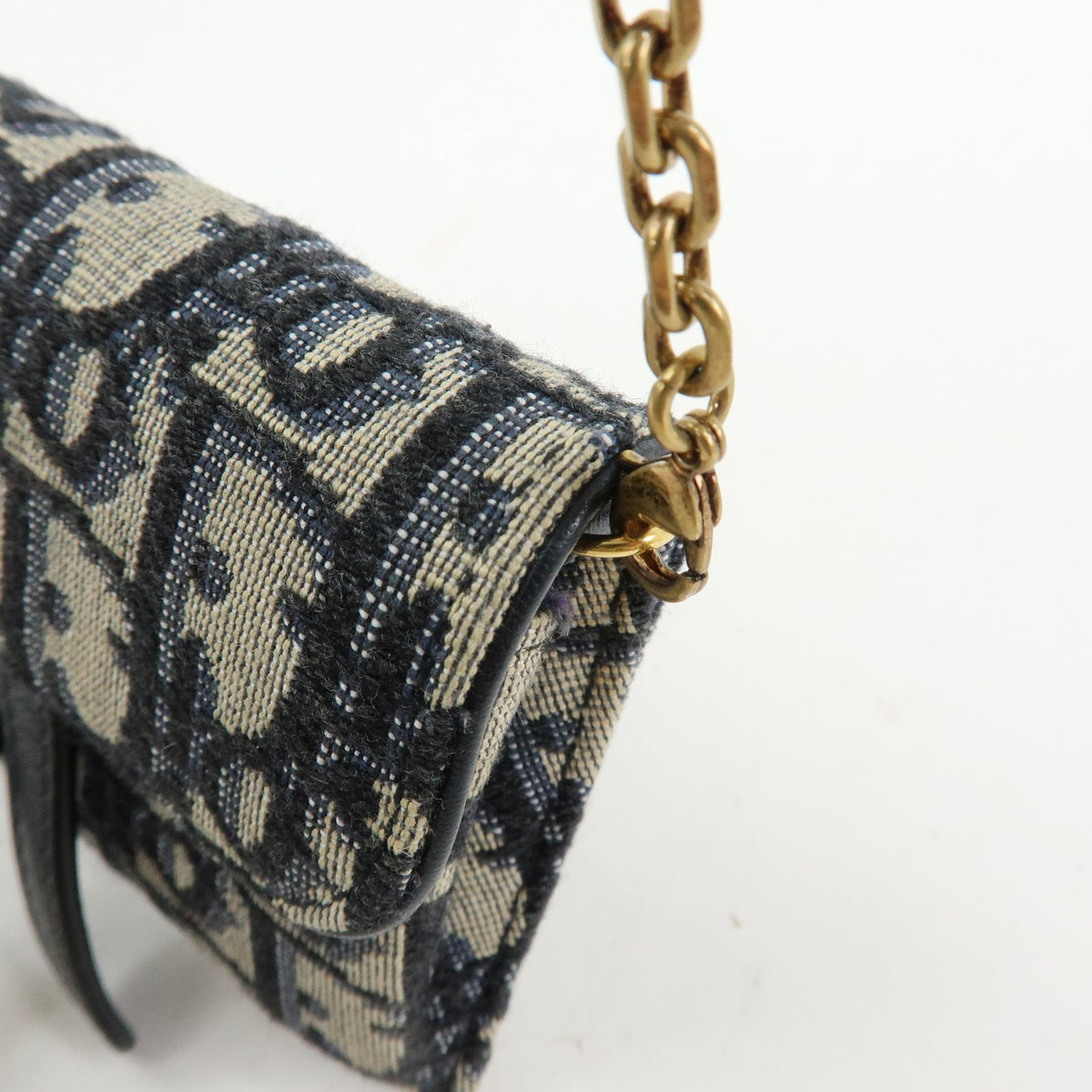 Christian Dior Saddle Pouch Leather, Beige, Canvas, Clutch