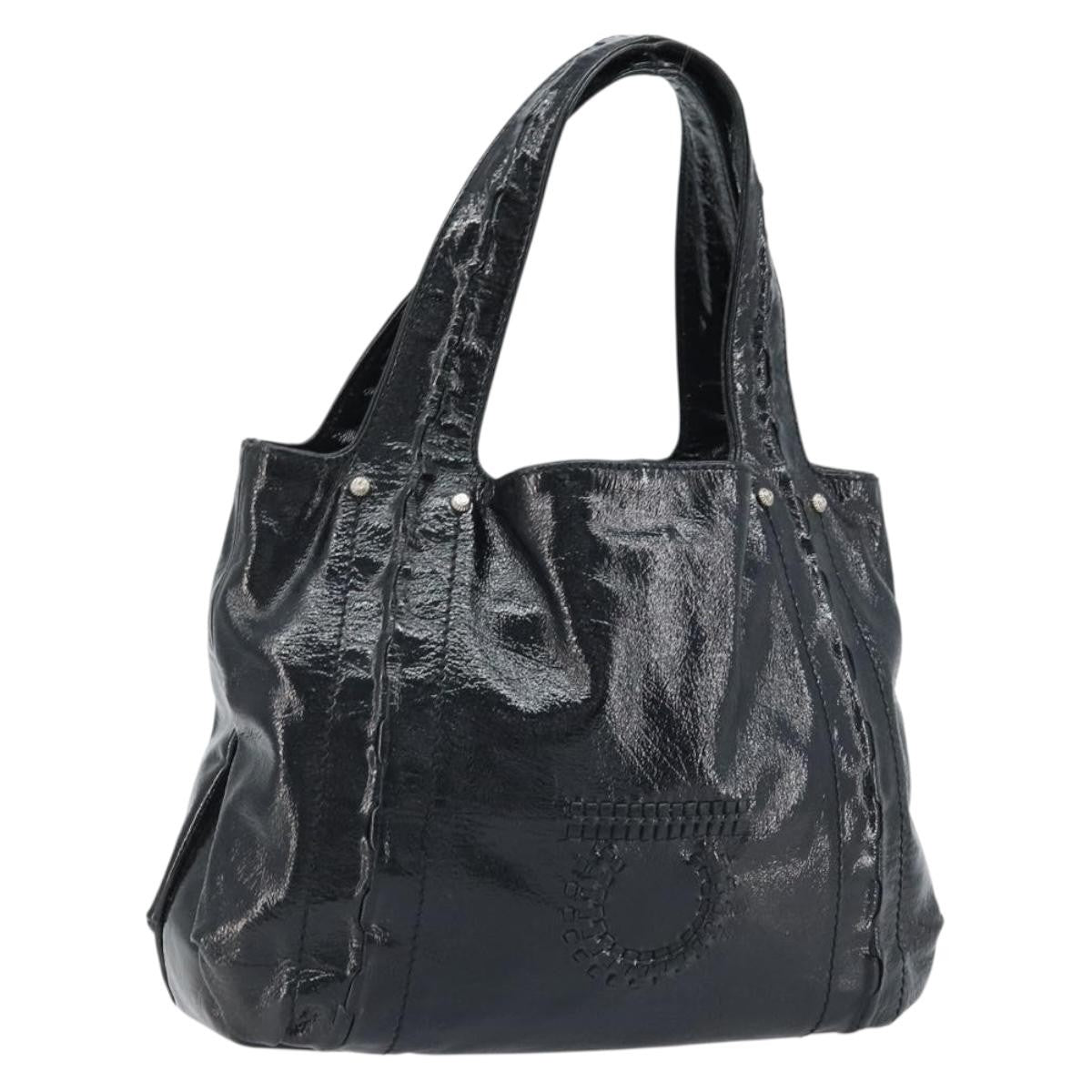 Salvatore Ferragamo Gancini Handle Tote Leather, Black, Leather, Handbag