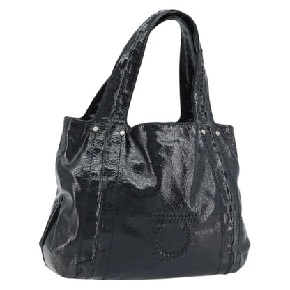 Salvatore Ferragamo Gancini Handle Tote Leather, Black, Leather, Handbag