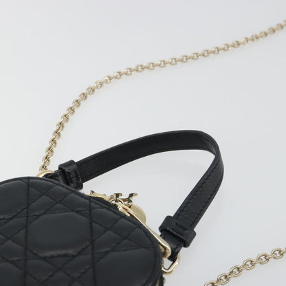 Christian Dior Lady Dior Phone Holder on Chain Cannage Quilt Lambskin, Black, Leather, Shoulder Bag