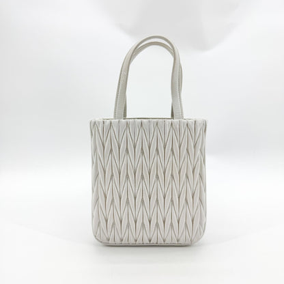 Miu Miu Matelassé Nappa Leather Top Handle Bag Leather, White, Leather, Clutch