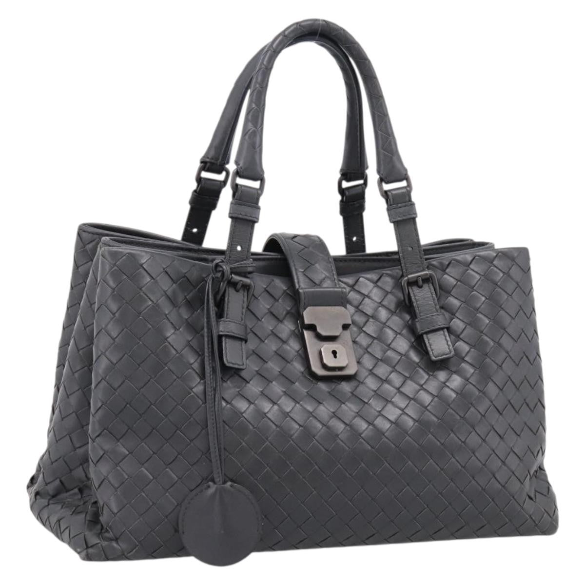 Bottega Veneta Roma Intrecciato Nappa, Gray, Leather, Handbag