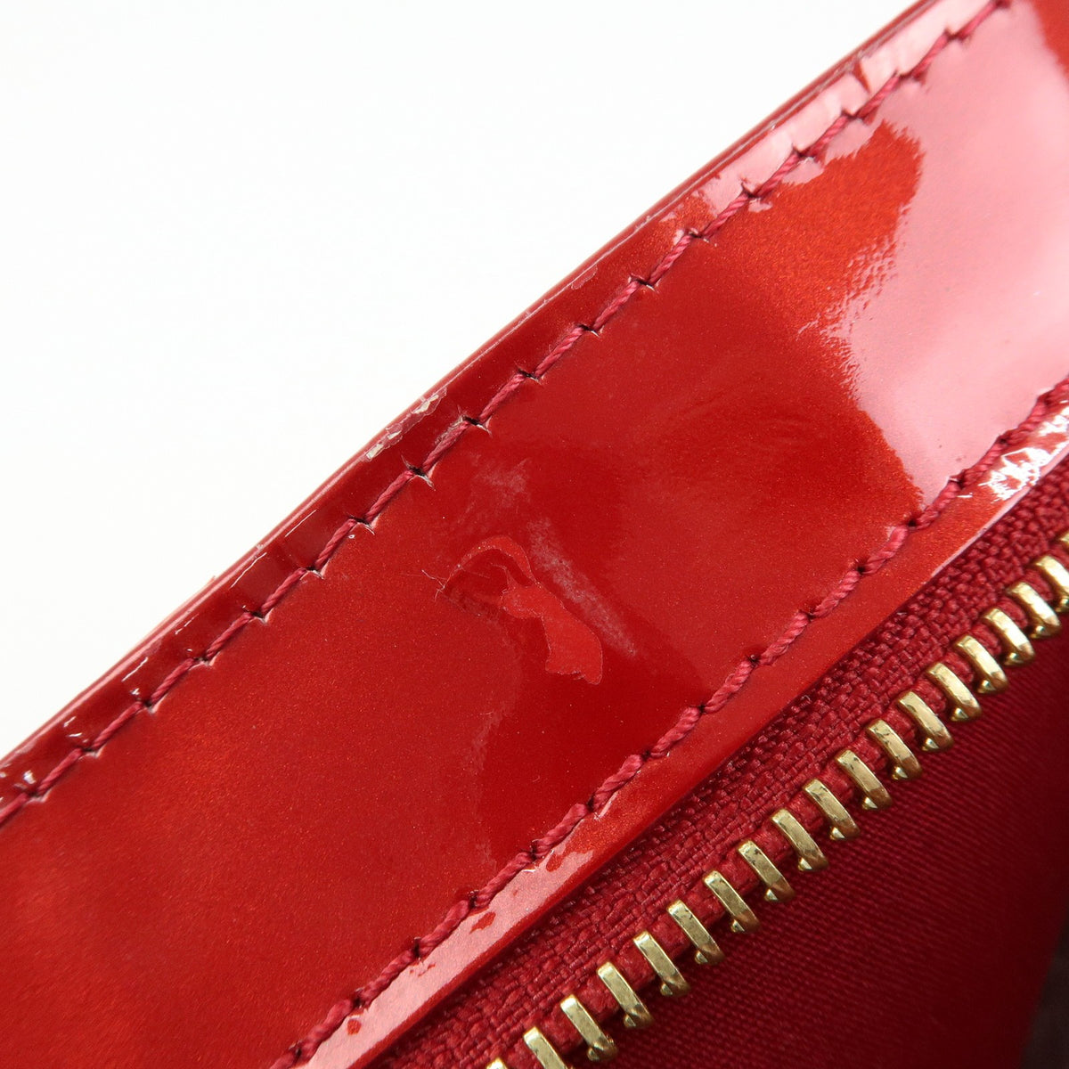 Louis Vuitton Brentwood Monogram Vernis, Red, Patent Leather, Handbag