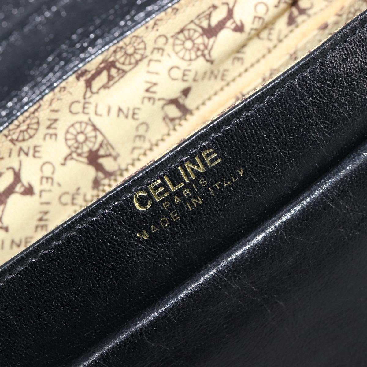 Celine Shoulder Leather, Black, Leather, Shoulder Bag