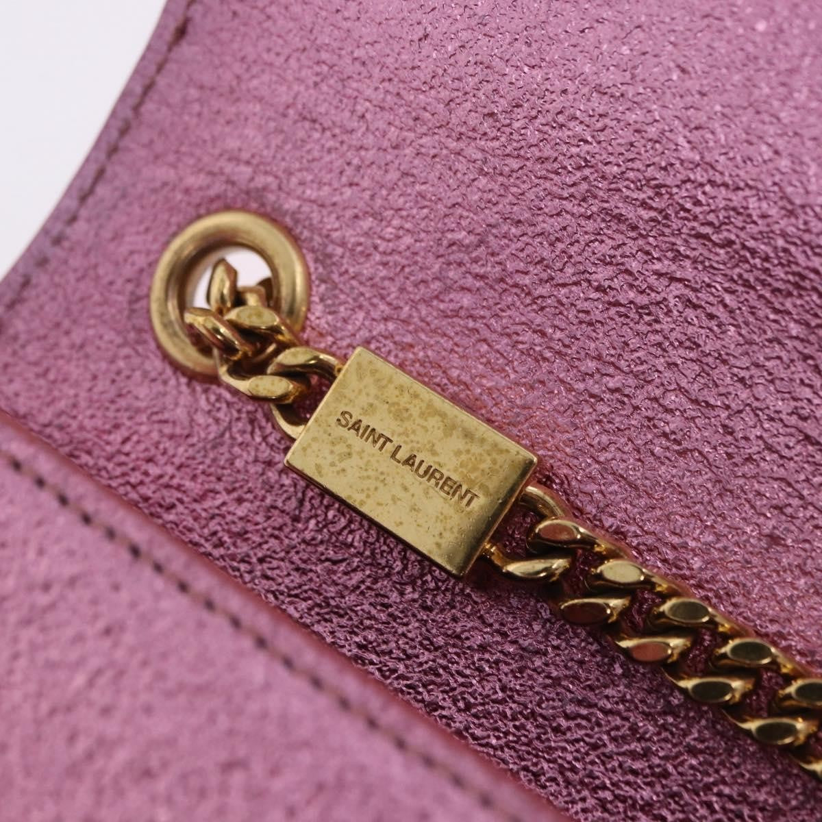 Saint Laurent Classic Monogram Metallic Leather, Pink, Leather, Crossbody Bag
