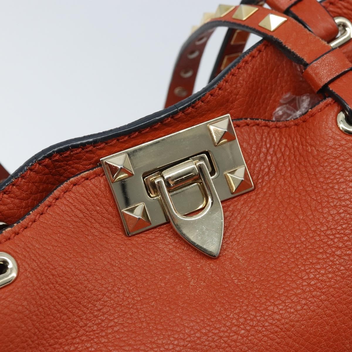 Valentino Garavani Rockstud Tote Soft Leather, Orange, Leather, Tote Bag