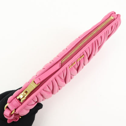 Miu Miu Zip Wristlet Matelasse Leather, Pink, Leather, Clutch