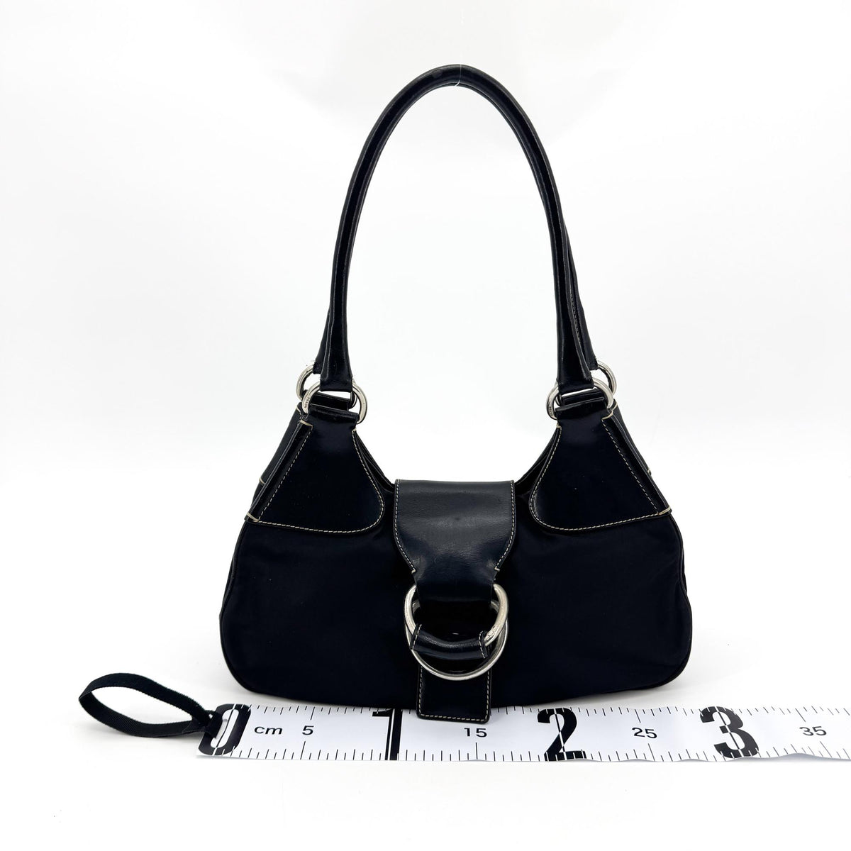Prada Shoulder Bag Leather, Black, Nylon, Shoulder Bag