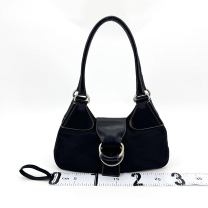 Prada Shoulder Bag Leather, Black, Nylon, Shoulder Bag