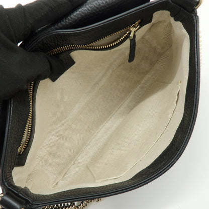 Gucci Soho Chain Leather, Black, Calfskin, Crossbody Bag