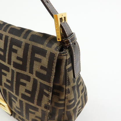 Fendi Round Flap Baguette Zucca Canvas, Brown, Canvas, Shoulder Bag