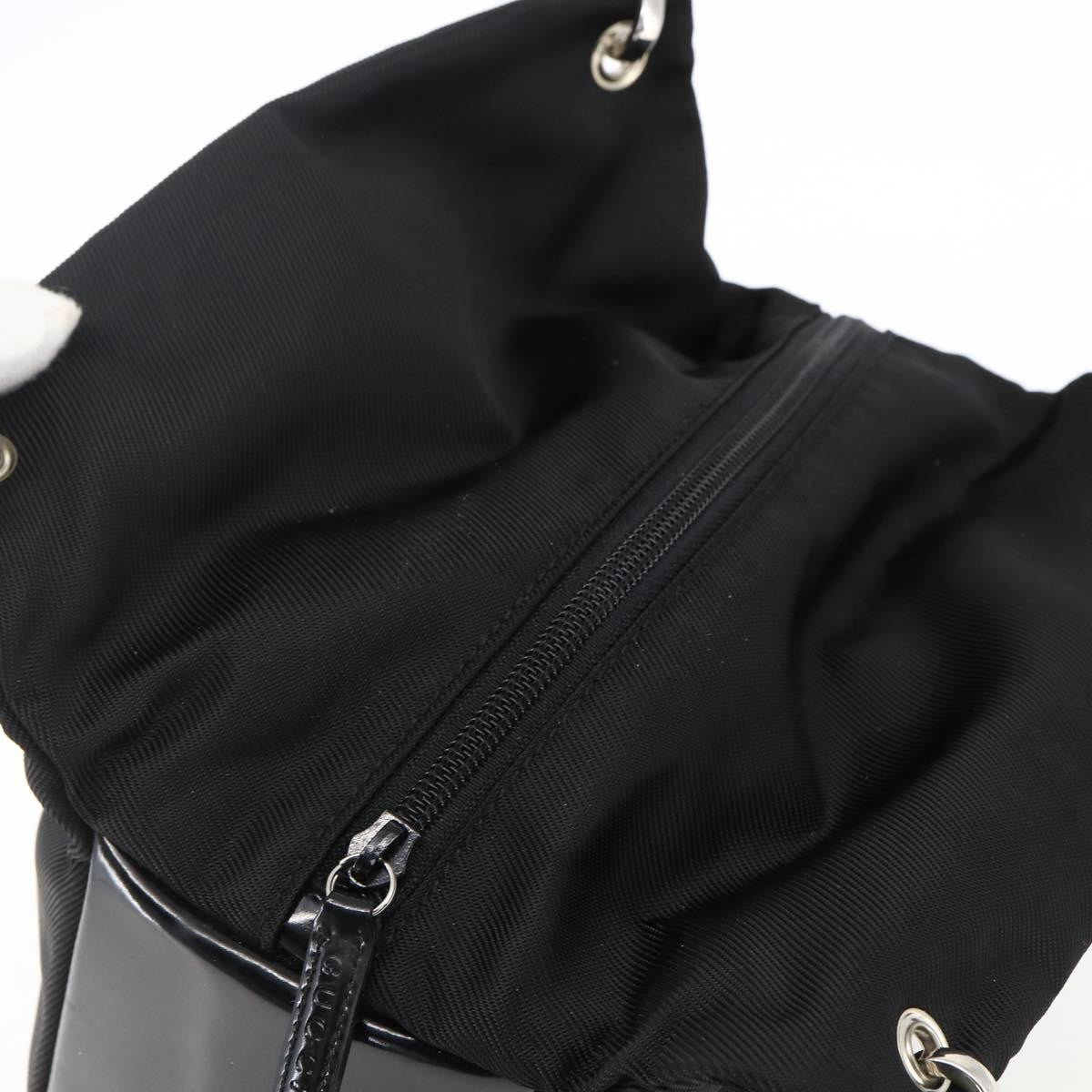 Gucci Vintage Bamboo Handle Tote Nylon, Black, Nylon, Tote Bag