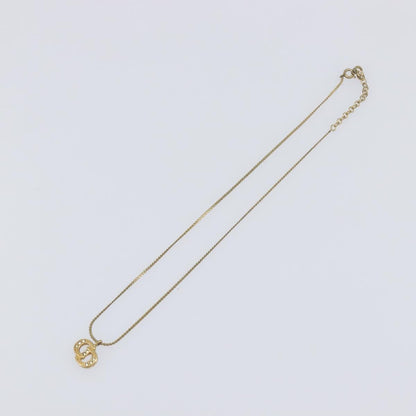 Christian Dior Vintage CD Pendant Metal with Crystals, Gold, Metal, Necklace
