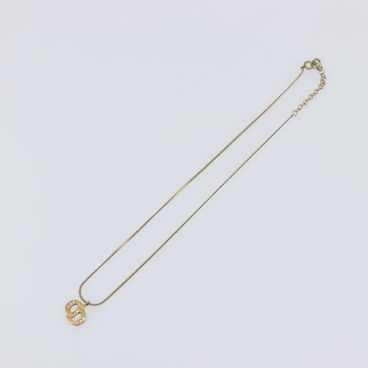 Christian Dior Vintage CD Pendant Metal with Crystals, Gold, Metal, Necklace