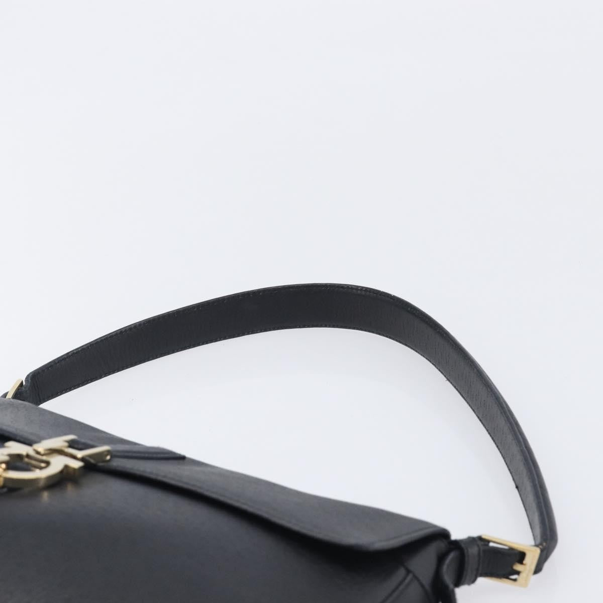 Salvatore Ferragamo Gancini Leather, Black, Leather, Shoulder Bag