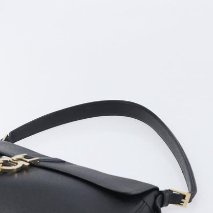 Salvatore Ferragamo Gancini Leather, Black, Leather, Shoulder Bag