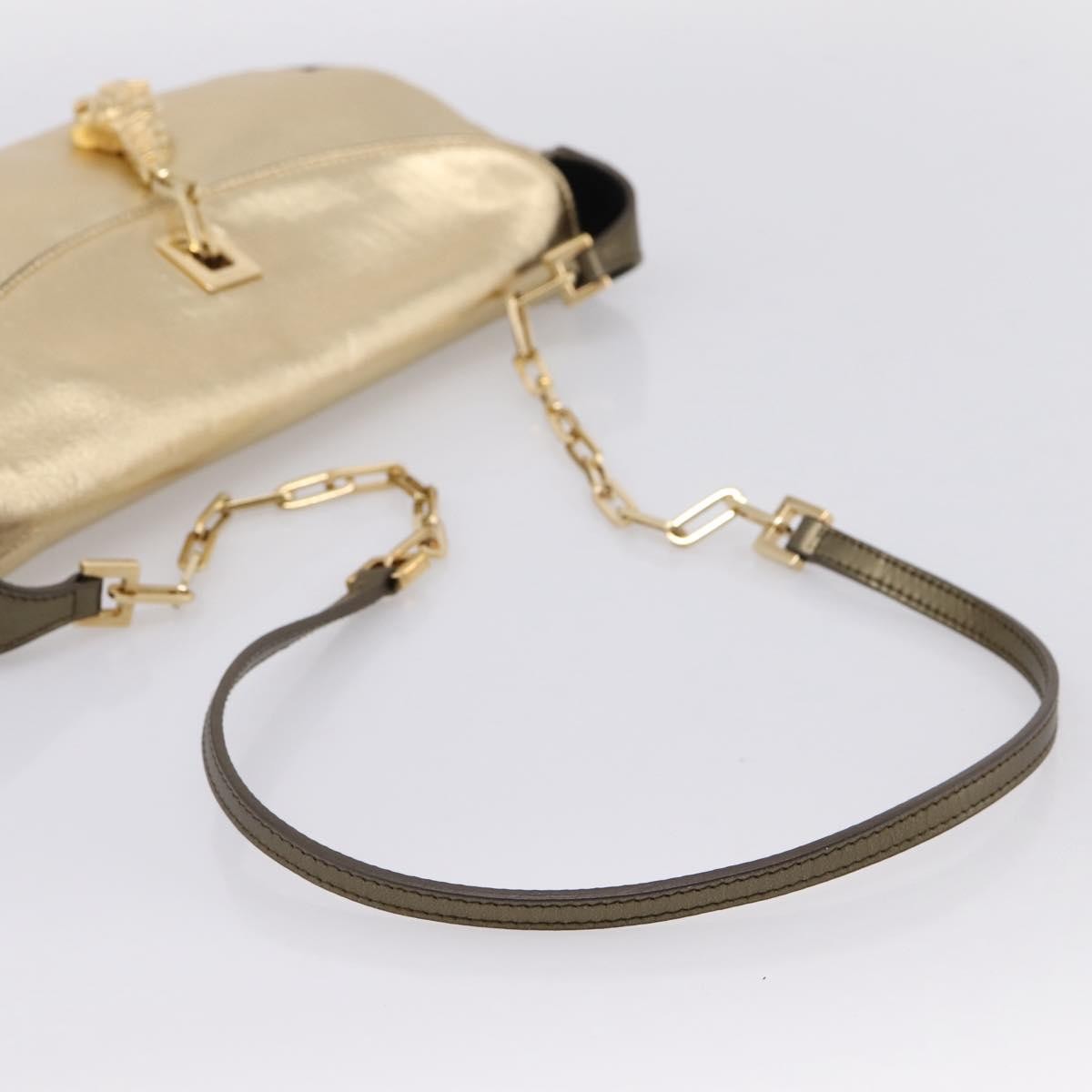 Gucci Tiger Charm Leather, Gold, Leather, Shoulder Bag