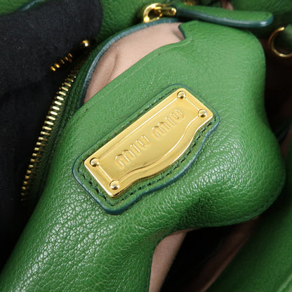 Miu Miu Madras Top Handle Leather, Green, Leather, Handbag