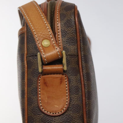 Celine Vintage Macadam Canvas and Leather, Brown, Canvas, Shoulder Bag