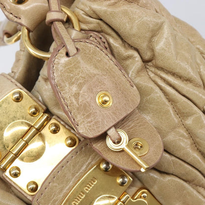 Miu Miu Coffer Convertible Satchel Matelasse Leather, Beige, Leather, Handbag