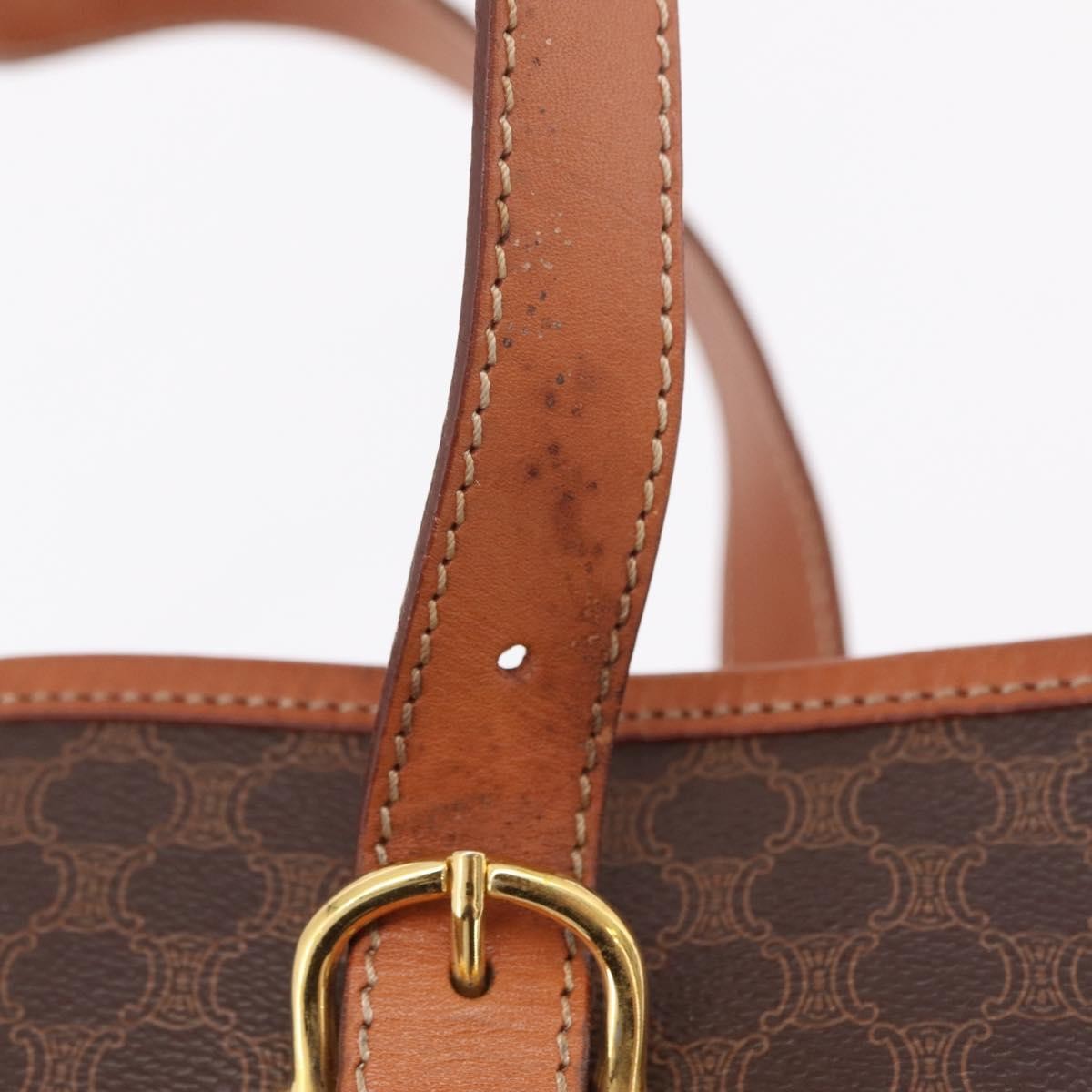 Celine Vintage Macadam Shopper Coated Canvas, Brown, Canvas, Tote Bag