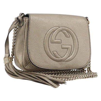 Gucci Soho Chain Leather, Gold, Leather, Crossbody Bag