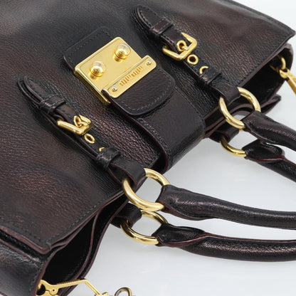 Miu Miu Madras Convertible Lock Leather, Black, Leather, Tote Bag