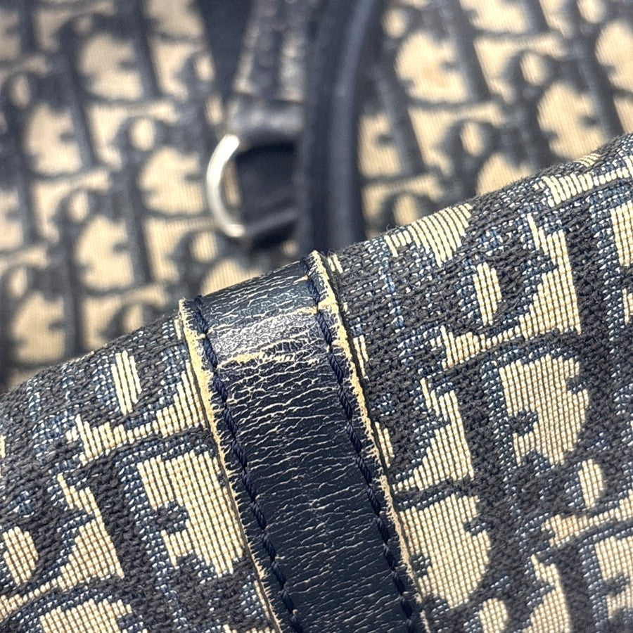 Christian Dior Vintage Trotter Boston Diorissimo Canvas, Navy, Canvas, Handbag