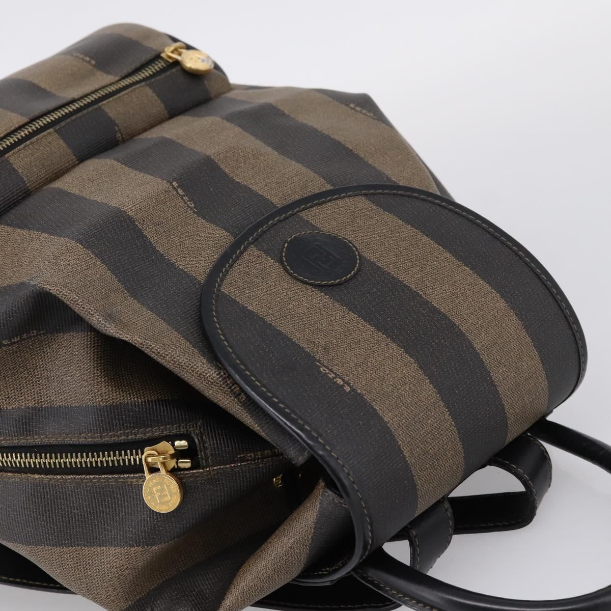 Fendi Vintage Pequin Logo Coated Canvas, Brown, Canvas, Backpack